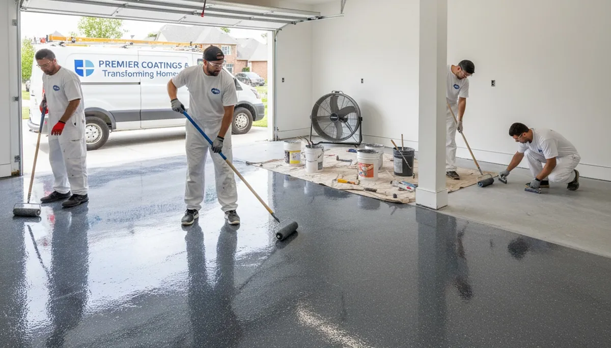 Professional epoxy garage floor coating in Boston MA for durable, winter-ready concrete surfaces