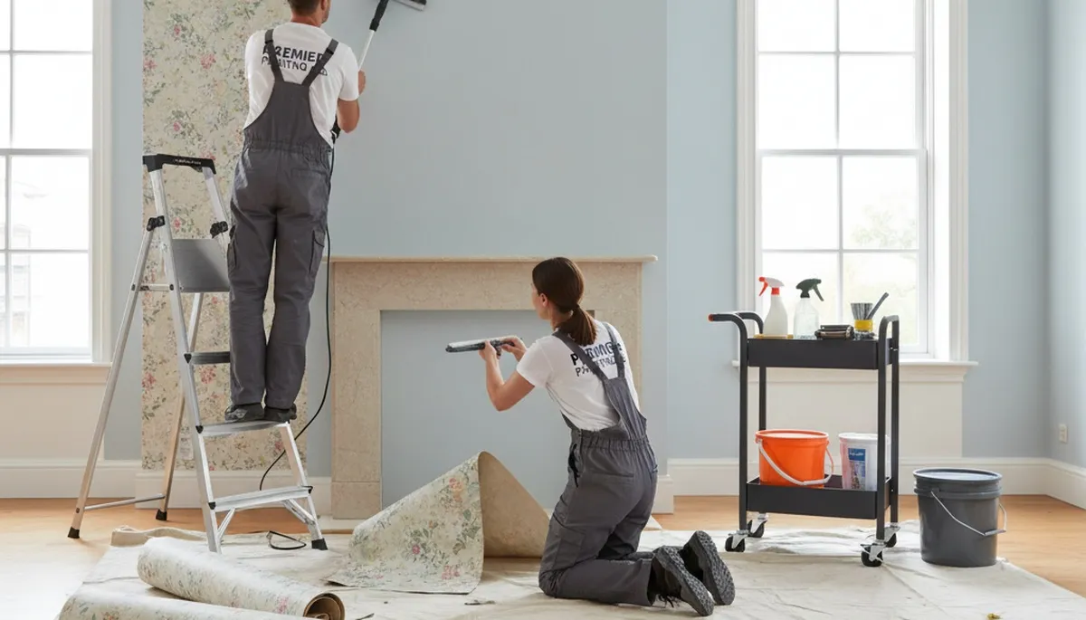 Professional wallpaper removal and surface prep by house painters in Boston, MA