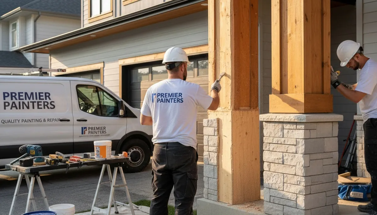Professional wood rot repair and exterior painting on Boston, MA home by expert carpenters